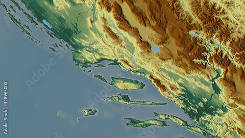 Splitsko-Dalmatinska, Croatia - outlined. Relief