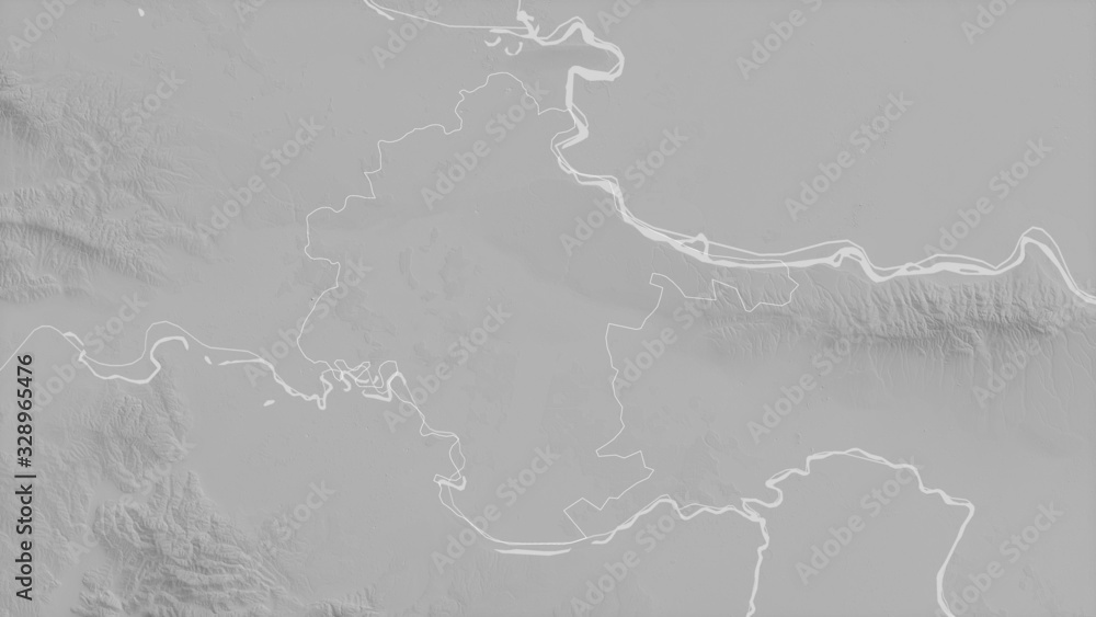 Vukovarsko-Srijemska, Croatia - outlined. Grayscale
