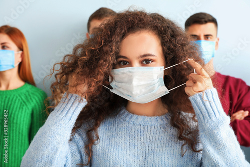 Young woman wearing protect...