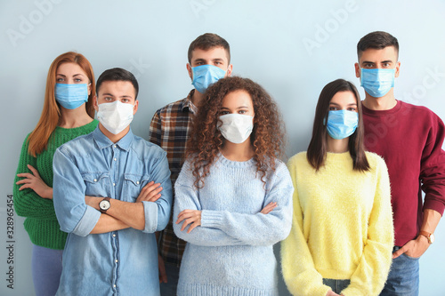 Group of people with protec...