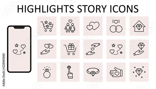 International Jeweler Day Set Line Vector Icons. Contains such Icons as Love, Heart, Hand, Family, Wedding Rings, Diamond, Jewelry store, Gift, Basket and more. Editable Stroke. 32x32 Pixels