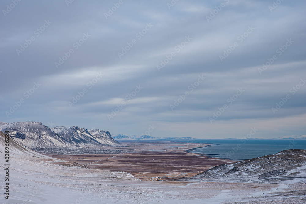 Iceland peninsula Snaefellsnes in the cold winter
