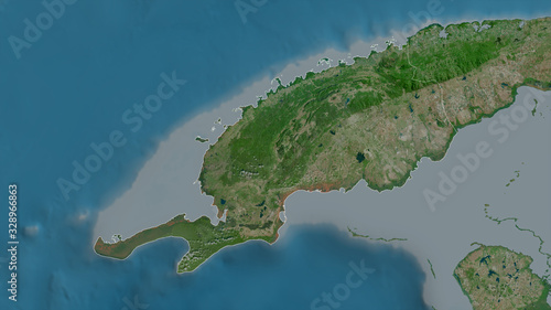 Pinar del Río, Cuba - outlined. Satellite