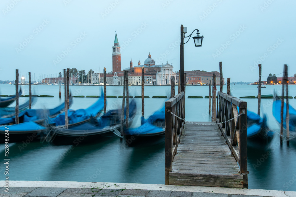 Abandoned Gondola Station at Square San Marco, View onto San Giorgio Maggiore in Giudecca, Venice/Italy