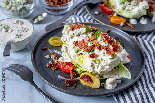 Lettuce wedge salad with blue cheese dressing