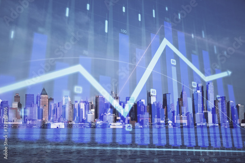 Wallpaper Mural Forex chart on cityscape with skyscrapers wallpaper double exposure. Financial research concept. Torontodigital.ca