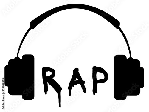 Rap music graffiti design headphones