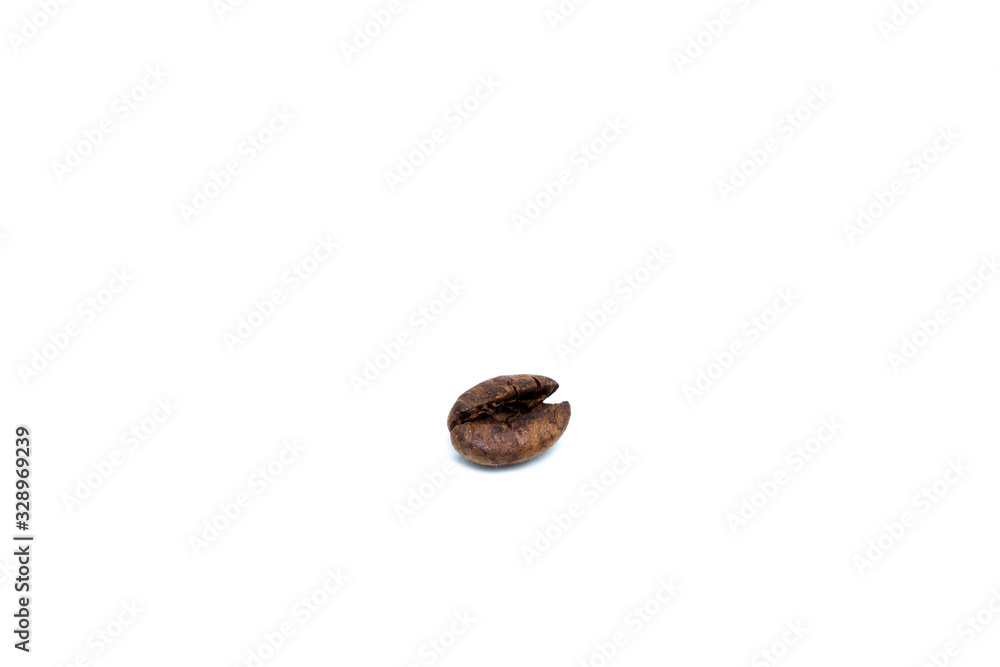 Shiny fresh roasted coffee bean isolated on white background Shiny fresh roasted coffee bean isolated on white background