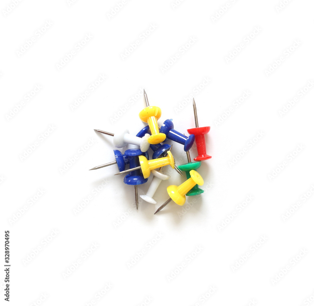 push pins isolated on white background push pins isolated on white background