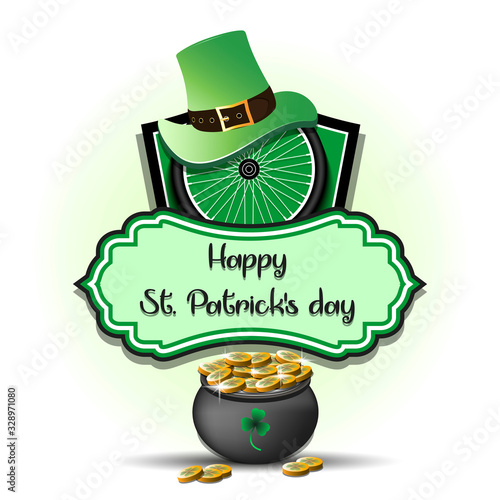 Happy St. Patrick day and bicycle wheel