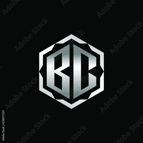 Initial Letter BC Hexagon Logo Design