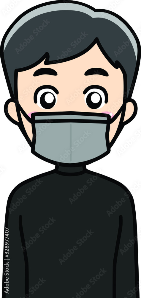 マスクを付ける男性（グレー）
