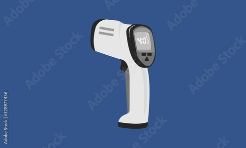 Graphic illustration about Infrared thermometer, Medical equipment. Flat design