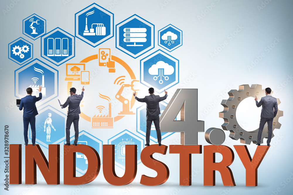 Naklejka premium Modern industry 4.0 technical automation concept