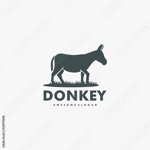 Vector Logo Illustration Donkey Silhouette Style.