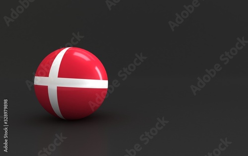 flag. 3d render of international flagball. denmark flag.