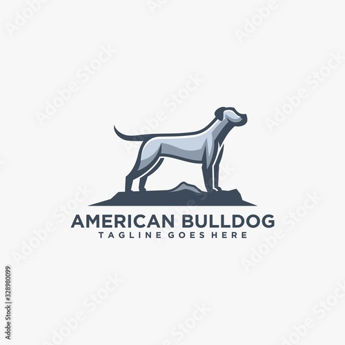 Vector Logo Illustration American Bulldog Mascot Cartoon Style