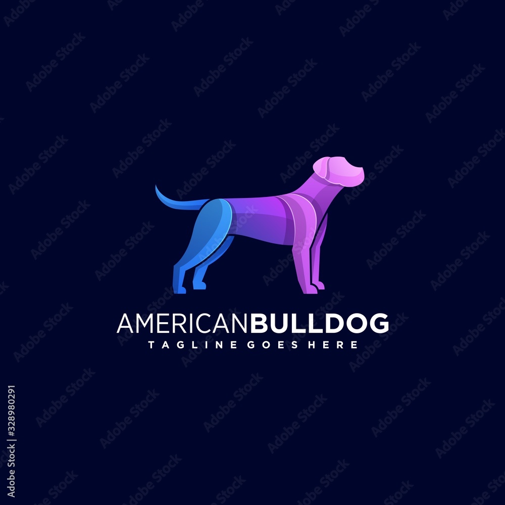 Vector Logo Illustration American Bulldog Gradient Colorful Style.