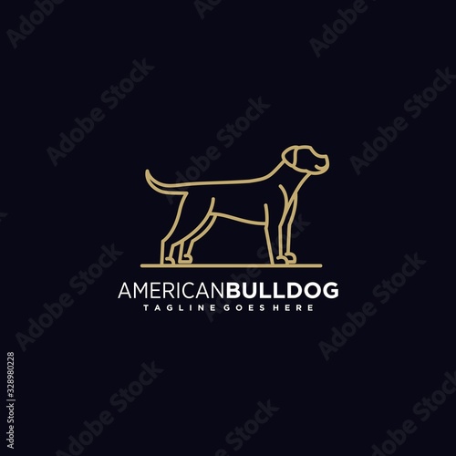 Vector Logo Illustration American Bulldog Gradient Line Art Style.