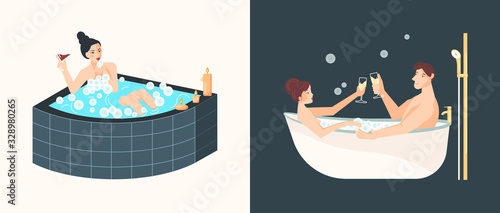 People sits in bathtub