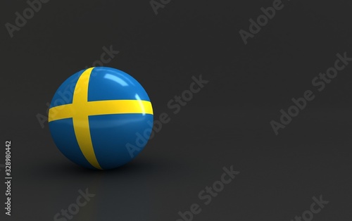 flag. 3d render of international flagball. sweden flag.