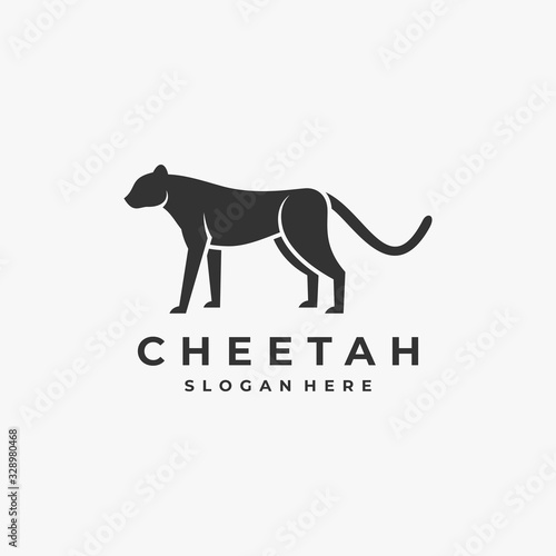 Vector Logo Illustration Cheetah Silhouette Style.