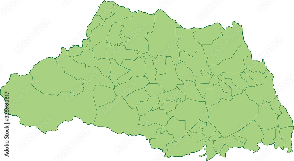Obraz premium 埼玉県の地図_市町村ごとに色を変えられます