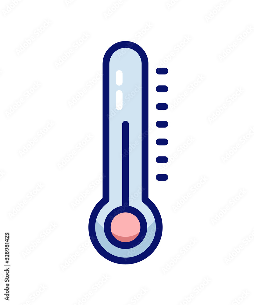 Thermometer filled outline vector icon illustration. For concepts of healthcare, weather and other measuring subjects. Cold and warm. Flu, virus