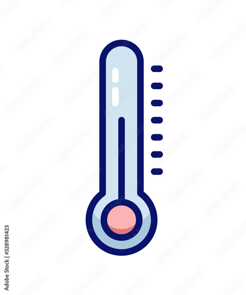 Thermometer filled outline vector icon illustration. For concepts of healthcare, weather and other measuring subjects. Cold and warm. Flu, virus Thermometer filled outline vector icon illustration. For concepts of healthcare, weather and other measuring subjects. Cold and warm. Flu, virus