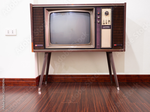 Retro, old television stands with white background