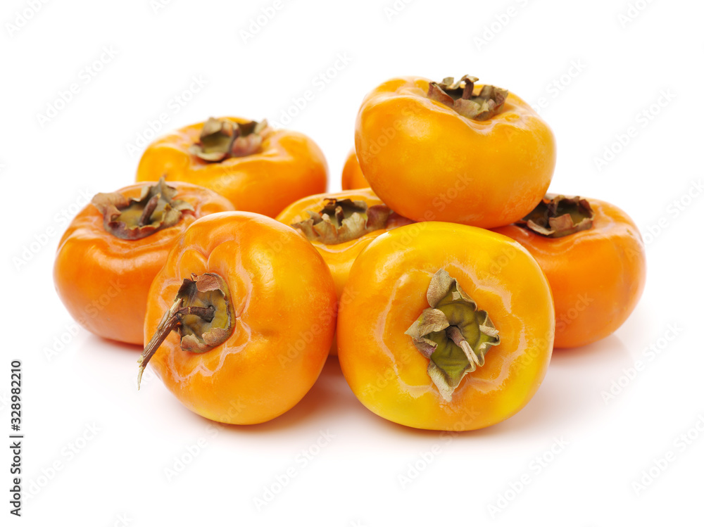 persimmon on a white background persimmon on a white background