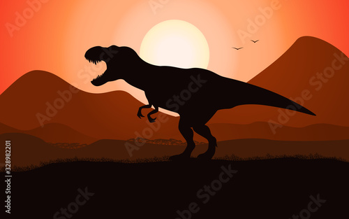 T-rex tyrannosaurus silhouette dinosaur