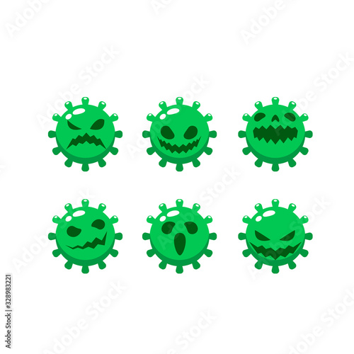 A Green germ Set. Cute Vector Illustration