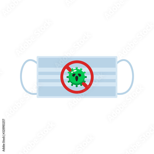 A white masker with germ forbidden sign. Isolated Vector Illustration