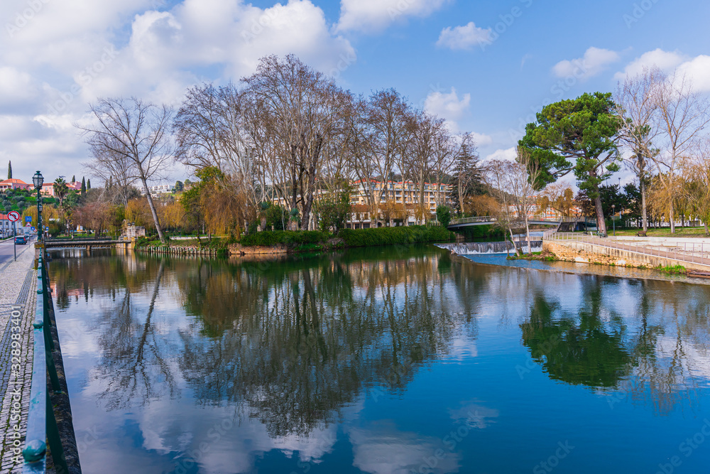 Beautiful views of the falls - Magnificent views of Nabao River in Tomar,Portugal.Tomar is situated on the banks of the Nabao river. Beautiful views of the falls - Magnificent views of Nabao River in Tomar,Portugal.Tomar is situated on the banks of the Nabao river.