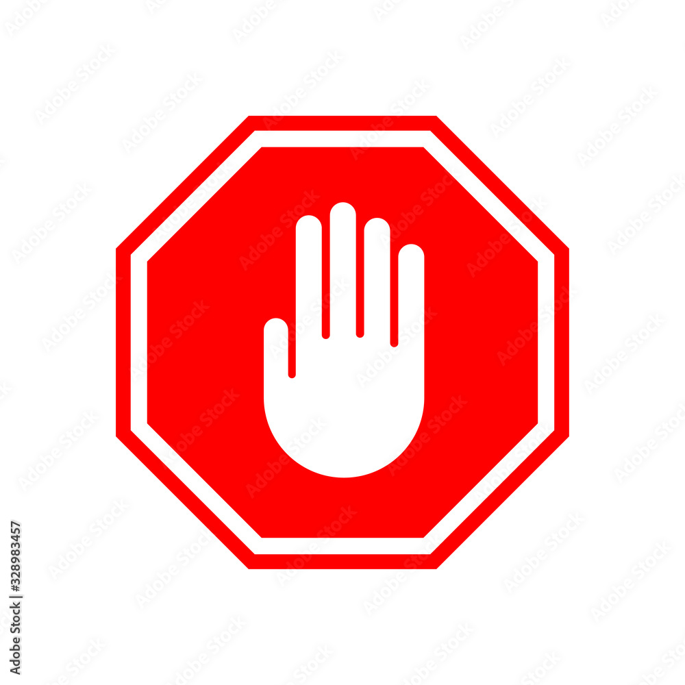 Stop Warning Sign with hand symbol. Isolated Vector Illustration Stop Warning Sign with hand symbol. Isolated Vector Illustration