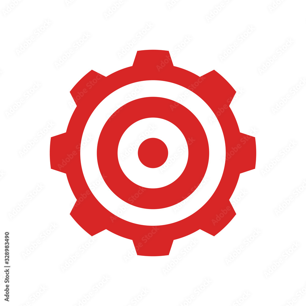 Abstract sign of Target and Machine gear. Isolated Vector Illustration Abstract sign of Target and Machine gear. Isolated Vector Illustration