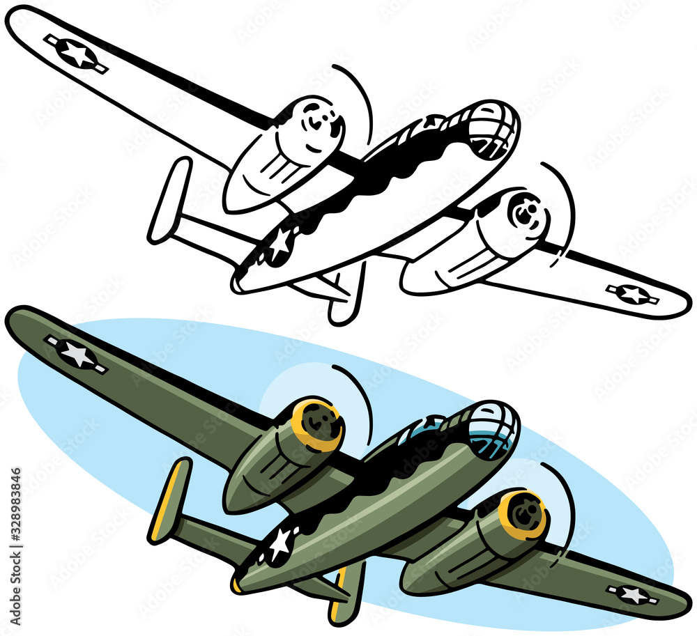 A drawing of an American World War II era bomber aircraft. Stock Vector ...