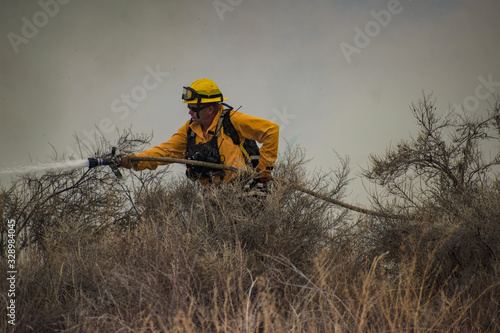 Firefighter in Action on Wildland Incident