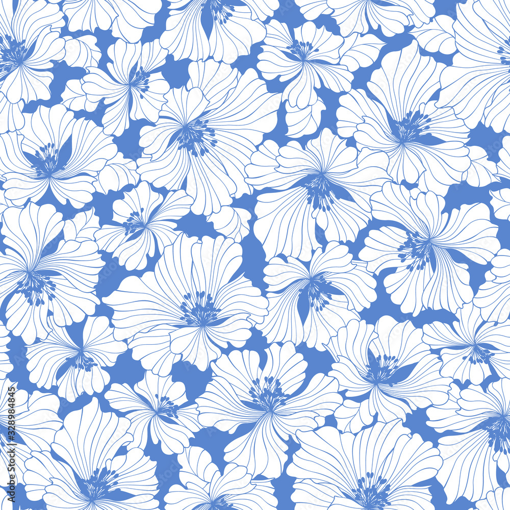 Fototapeta Seamless vector pattern of a beautiful flower,