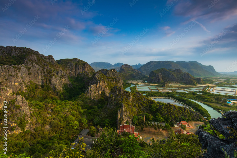 Fototapeta premium Khao dang view point, View point on high mountain in Sam Roi Yot National park, Prachuapkhirikhan province, Thailand.