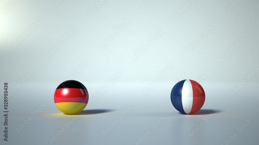 Naklejka premium flag. 3d render of international flagball. germany-france flag.