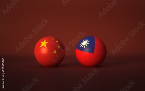 flag. 3d render of international flagball. china-taiwan flag.