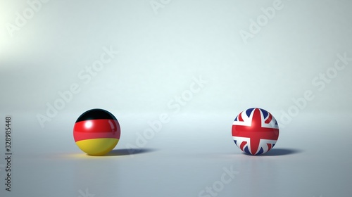 flag. 3d render of international flagball. germany-uk flag.