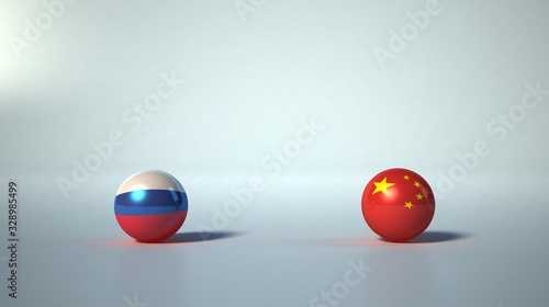 Fototapeta Naklejka Na Ścianę i Meble -  flag. 3d render of international flagball. russia-china flag.