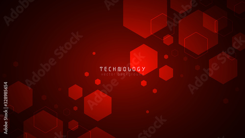 red health hexagon technology abstract vector background,modern innovation technology business background,futuristic tech background