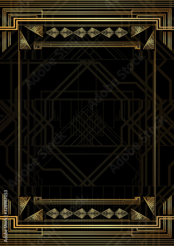 Luxury geometric background. Vector illustrated vintage wedding invitation, greeting card in art deco.
