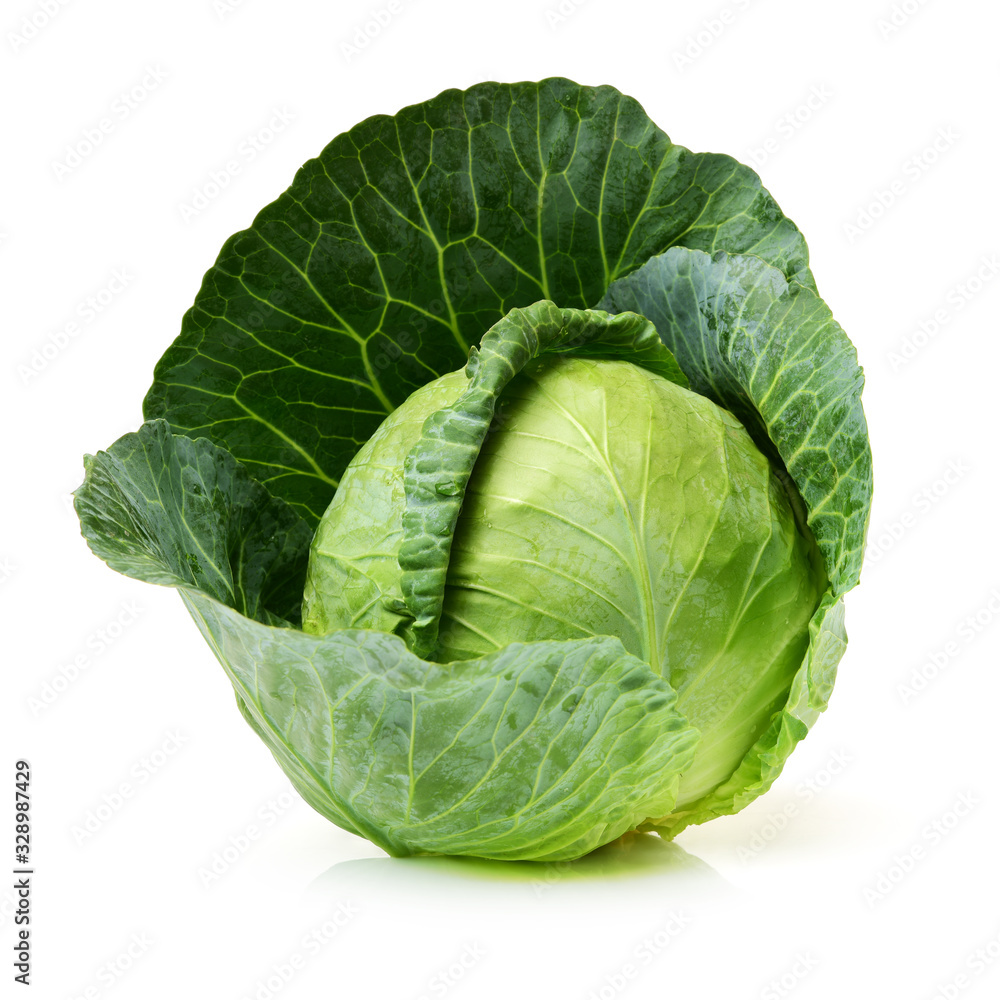 Fototapeta premium Green cabbage isolated on white background