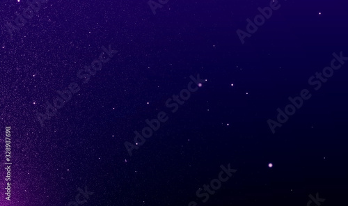 Abstract dust particles stars in the night sky background of flickering Ultra Violet tone and light flare