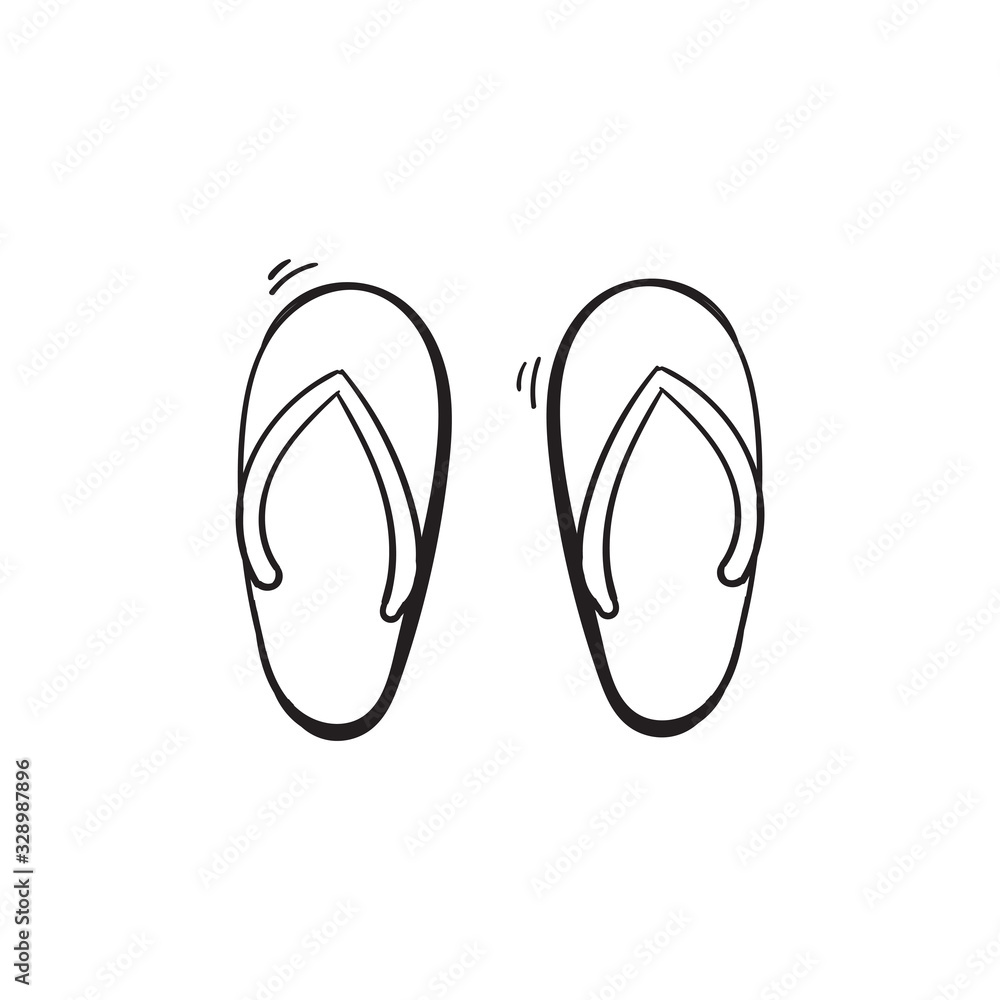doodle flip flop sandal illustration icon with hand drawn line art style doodle flip flop sandal illustration icon with hand drawn line art style